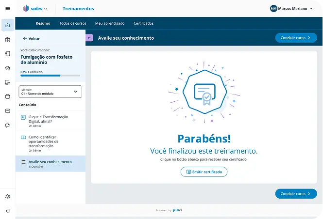 Interface de treinamentos 3